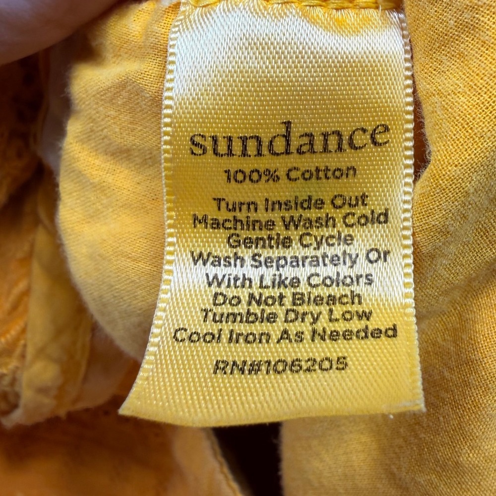 Sundance Gigi Eyelet Embroidered Straight Leg Pants Soleil Yellow Womens L - Picture 10 of 10